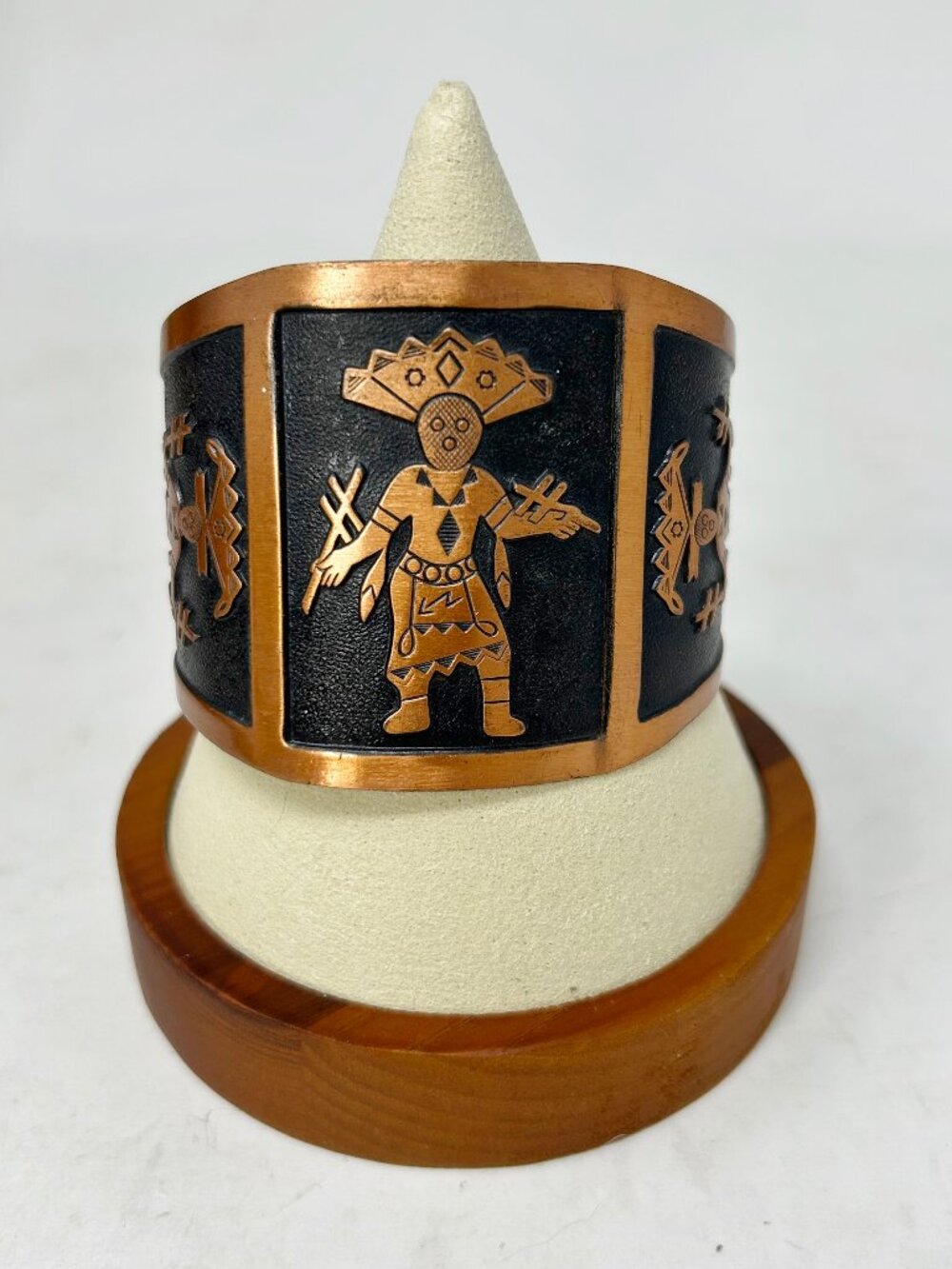 Vintage Bell Trading Unisex Copper Cuff Bracelet sz 6.5 Kachina Wide 51gr